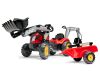 Falk Šlapací traktor Vintage 2058N s lžící, bagrem a přívěsem, červený