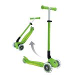 Globber Koloběžka dětská trojkolečková Plus - Primo Foldable Plus Lights V2 Apple Green svítící kolečka