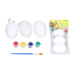 Vajíčka na vybarvení 5x8cm, 3 ks + barvy + štětec