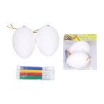 Vajíčka plastové na vybarvení 5x8cm, 2 ks + fixy