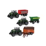 Traktor s přívěsem kov/plast 17 cm