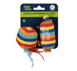 Hračka pro mazlíčky Textilní hračky pro kočky motiv narozenin set 10cm a 13cm