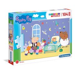 Clementoni - Puzzle Supercolor Maxi 104 Prasárko Peppa