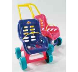 Kočárek pro panenky - modrý 48 cm