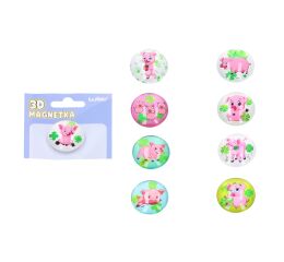 Magnet skleněný prasátko pro štěstí 3,5 cm mix