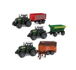 Traktor s přívěsem kov/plast 17 cm