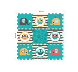 Bloky měkké - Sova a slon 9 ks 32x32 cm