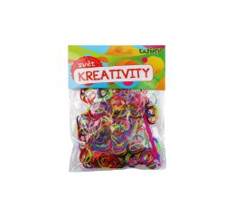 Kouzelné zaplétací gumičky dvoubarevné, mix barev 300 ks + příslušenství