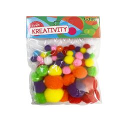 Pom pom mix velikostí, 80ks