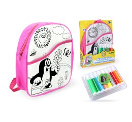 Batoh Krtek vymalovávací růžový 30 cm + 8 fixů