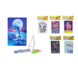 Kreativní set diamond painting 10x15 cm MIX + stojánek