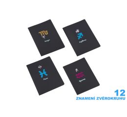 Notes 18,5x25,5 cm, 26 černých linkovaných stran - Zodiac