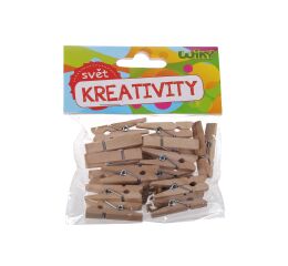 Kolíčky dřevěné 2,5 cm, 25ks + provázek