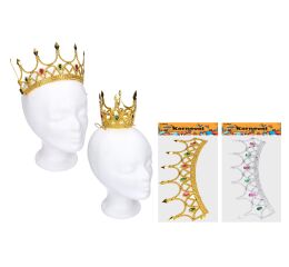 Set karneval - zlatá/stříbrná koruna 15x8 cm