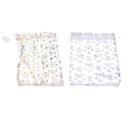 Sáček ORGANZA Vločky 17x23 cm Vánoce