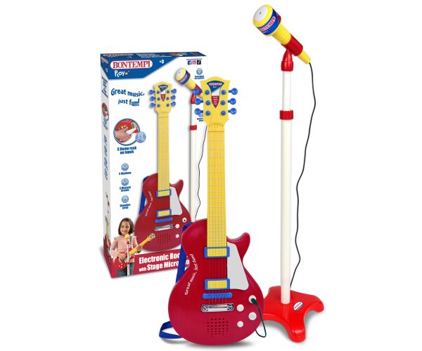 Bontempi Rocková kytara se stojanovým mikrofonem 22,5 x 22,5 x 112 cm