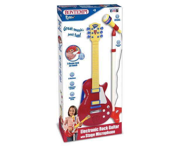 Bontempi Rocková kytara se stojanovým mikrofonem 22,5 x 22,5 x 112 cm
