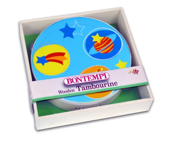 Bontempi Dřevěná tamburína 18 x 18 x 4,5 cm assort