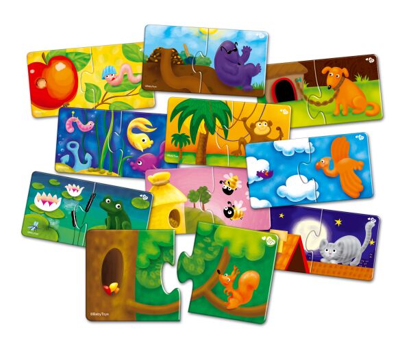 Far Far Land Puzzle párovací domečky zvířat