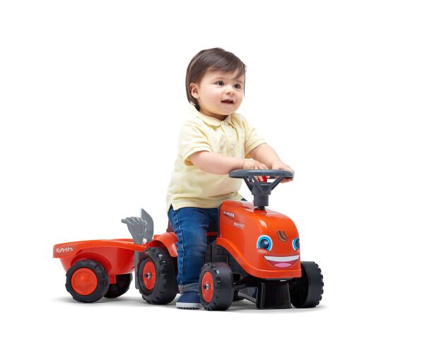 FALK 260C Baby Kubota ride-on traktor s přívěsem, hrable a lopata