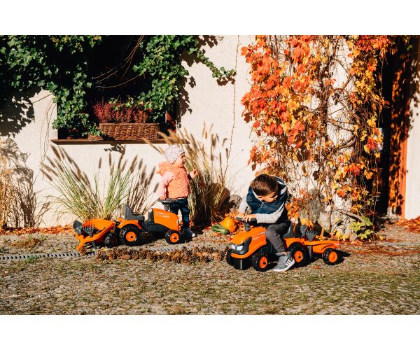 FALK 260C Baby Kubota ride-on traktor s přívěsem, hrable a lopata
