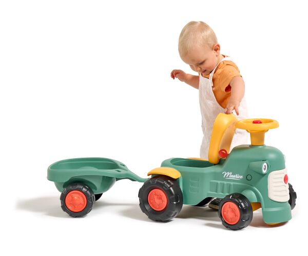 Falk traktor baby Maurice zelený vintage s přívěsem