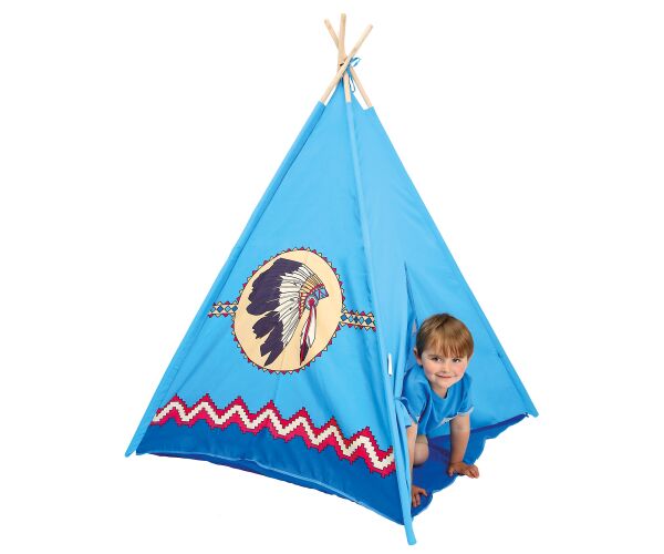 TeePee dětský stan modrý 4 stěny 150cm