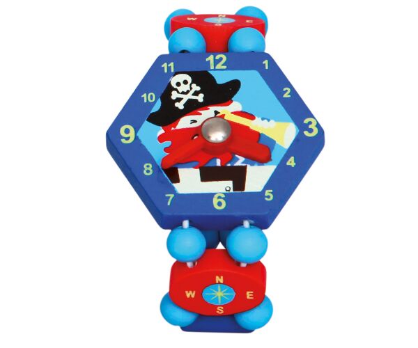 Hodinky pirát dřevěné modré 8cm