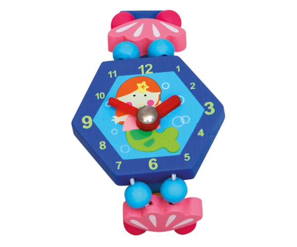 Hodinky víla dřevěné modré 8cm