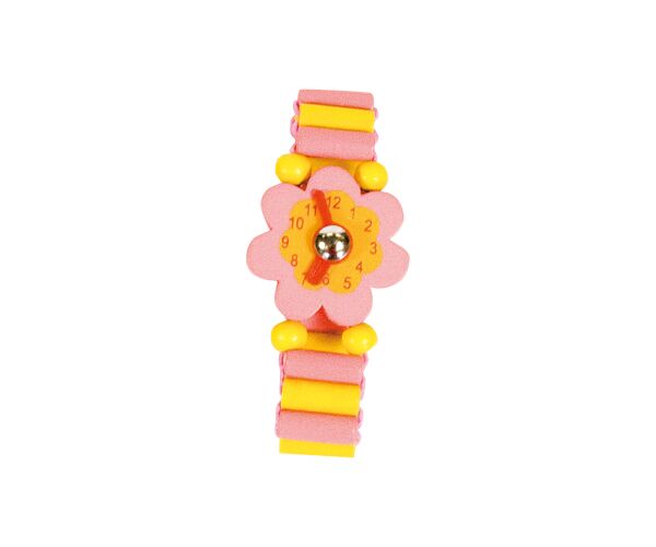 Hodinky dřevěné růžové 6cm