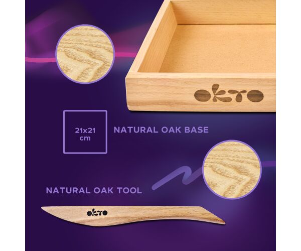 OKTO Tenderness Výtvarná modelovací sada sukulenty v dřevěném rámu 21x21 cm