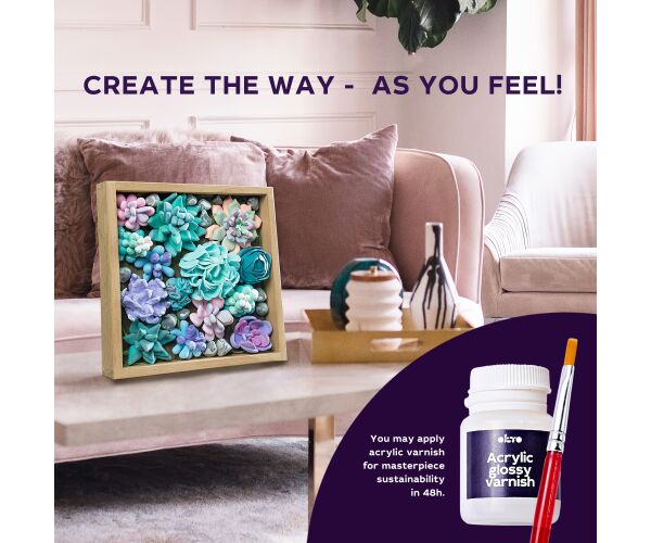 OKTO Tenderness Výtvarná modelovací sada sukulenty v dřevěném rámu 21x21 cm