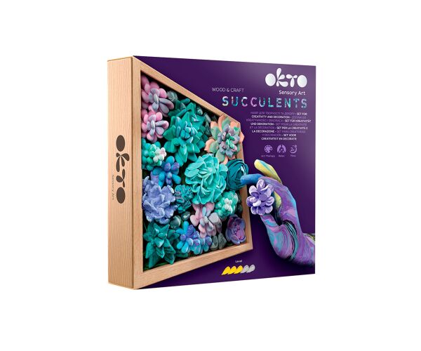 OKTO Tenderness Výtvarná modelovací sada sukulenty v dřevěném rámu 21x21 cm