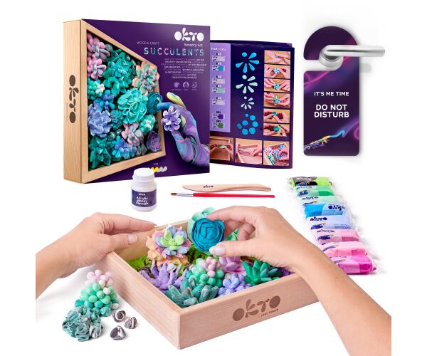 OKTO Tenderness Výtvarná modelovací sada sukulenty v dřevěném rámu 21x21 cm