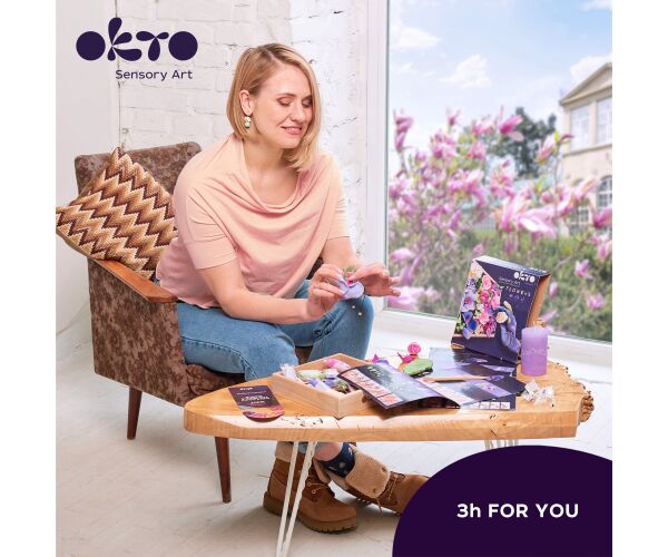 OKTO INSPIRATION Výtvarná modelovací sada DIY květiny v dřevěném rámu 21x21 cm