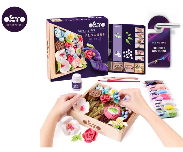 OKTO ROMANCE Výtvarná modelovací sada DIY květiny s dřevěným rámem  21x21 cm