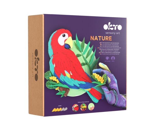 OKTO NATURE Výtvarná modelovací sada Papoušek Ara červený