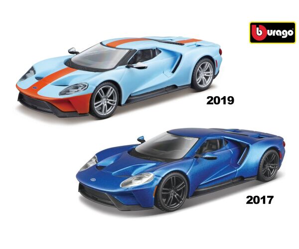Bburago 1:32 Ford GT - 2019 - Light Blue/Orange