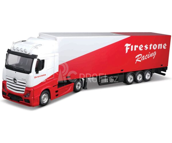 Bburago 1:43 Truck with trailer MB Actros Gigaspace Firestone