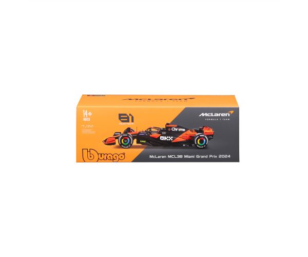 Bburago 1:24 RACE Formula F1 - McLaren F1 Team MCL38 (2024) #81 (Oscar Piastr) - Hard case