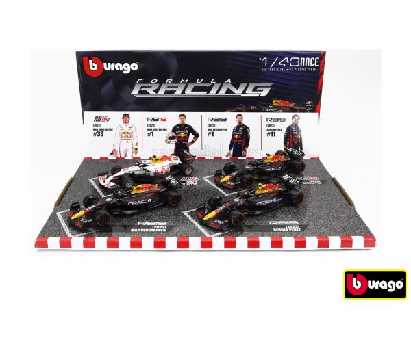Bburago 1:43 RACE Formula F1 4PAC - Red Bull Racing RB20(2024) #1 M.Verstappen #11 S.Perez