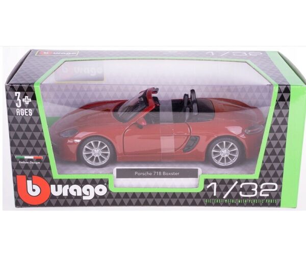 Bburago 1:32 - Porsche 718 Boxster - Dark Red, Yellow