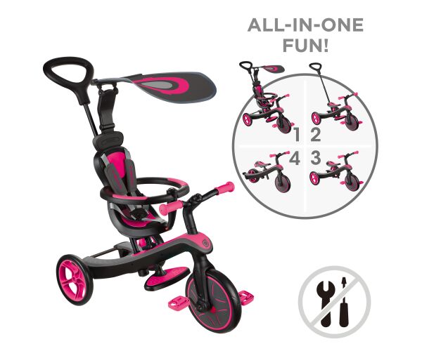 Globber Tříkolka dětská 4v1 - Fuchsia Pink
