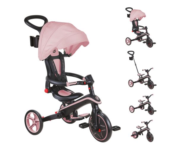 Globber Tříkolka dětská skládací 4v1 - Deep Pastel Pink