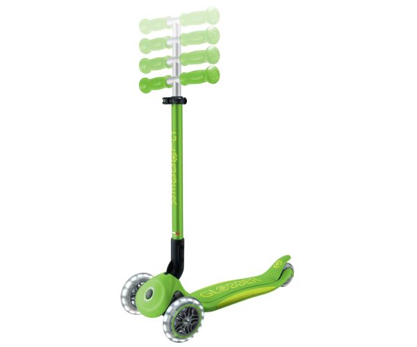Globber Koloběžka dětská trojkolečková Plus - Primo Foldable Plus Lights V2 Apple Green svítící kolečka