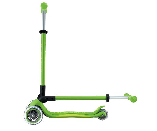 Globber Koloběžka dětská trojkolečková Plus - Primo Foldable Plus Lights V2 Apple Green svítící kolečka