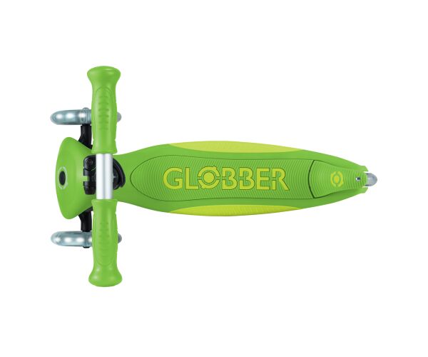 Globber Koloběžka dětská trojkolečková Plus - Primo Foldable Plus Lights V2 Apple Green svítící kolečka