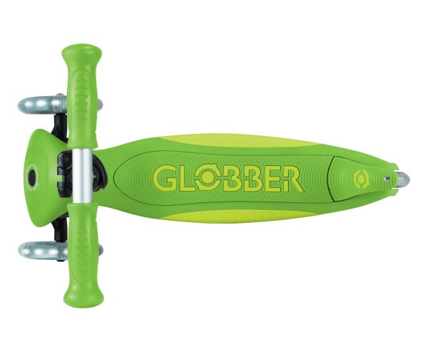 Globber Koloběžka dětská trojkolečková Plus - Primo Foldable Plus Lights V2 Apple Green svítící kolečka