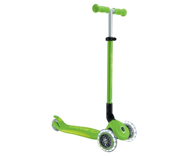 Globber Koloběžka dětská trojkolečková Plus - Primo Foldable Plus Lights V2 Apple Green svítící kolečka
