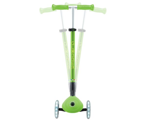 Globber Koloběžka dětská trojkolečková Plus - Primo Foldable Plus Lights V2 Apple Green svítící kolečka